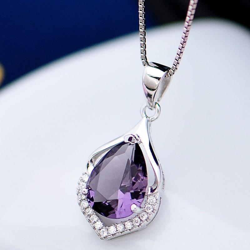 BELLA BOX Hot-selling Purple Water Shape Temperament Classic Necklaces Pendants For Women Wedding Engagement Female Gifts Jewelry