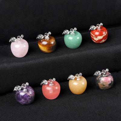 Маленькие подвески в форме яблока из натурального камня, 1 шт., рейки, целебный кристалл, розовый кварц, опал, аметист, агат, драгоценный камень, подвески для ювелирных изделий своими руками 16x20 мм