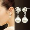 Elegant Malika Yorqin Rinestone Osilgan Dumaloq Imitatsiya Marvarid Sirg'alar
