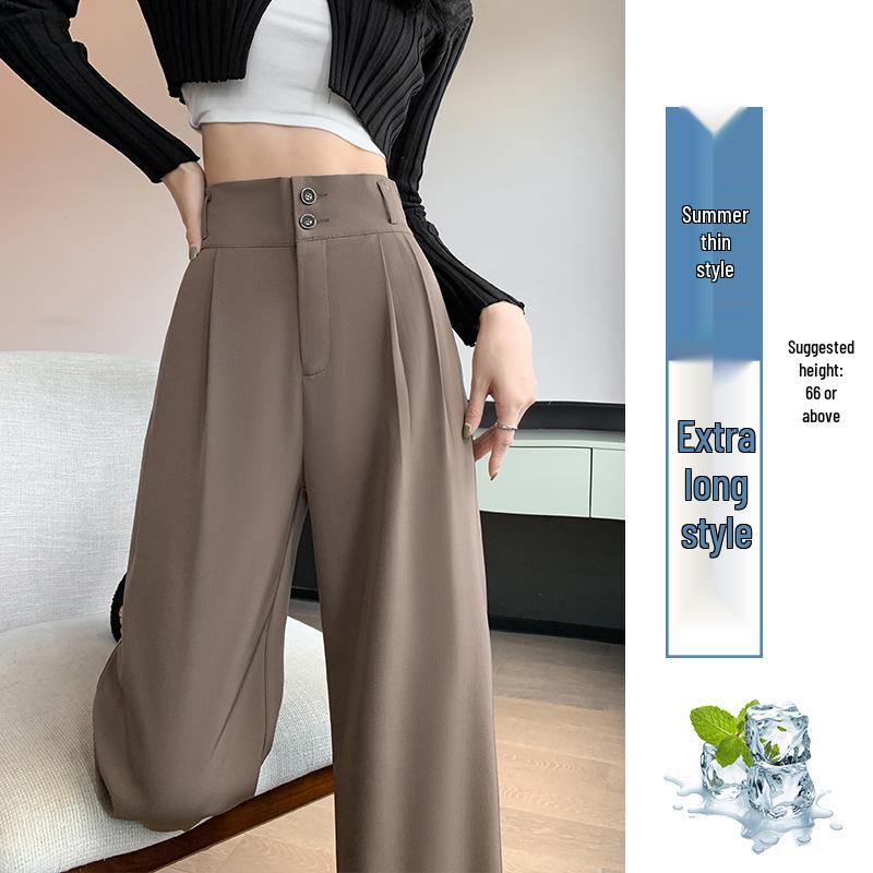 Женские черные брюки с высокой посадкой и широкими штанинами, 2025: Стройнящий, Драпированный, Повседневный, Весенне-осенний стиль