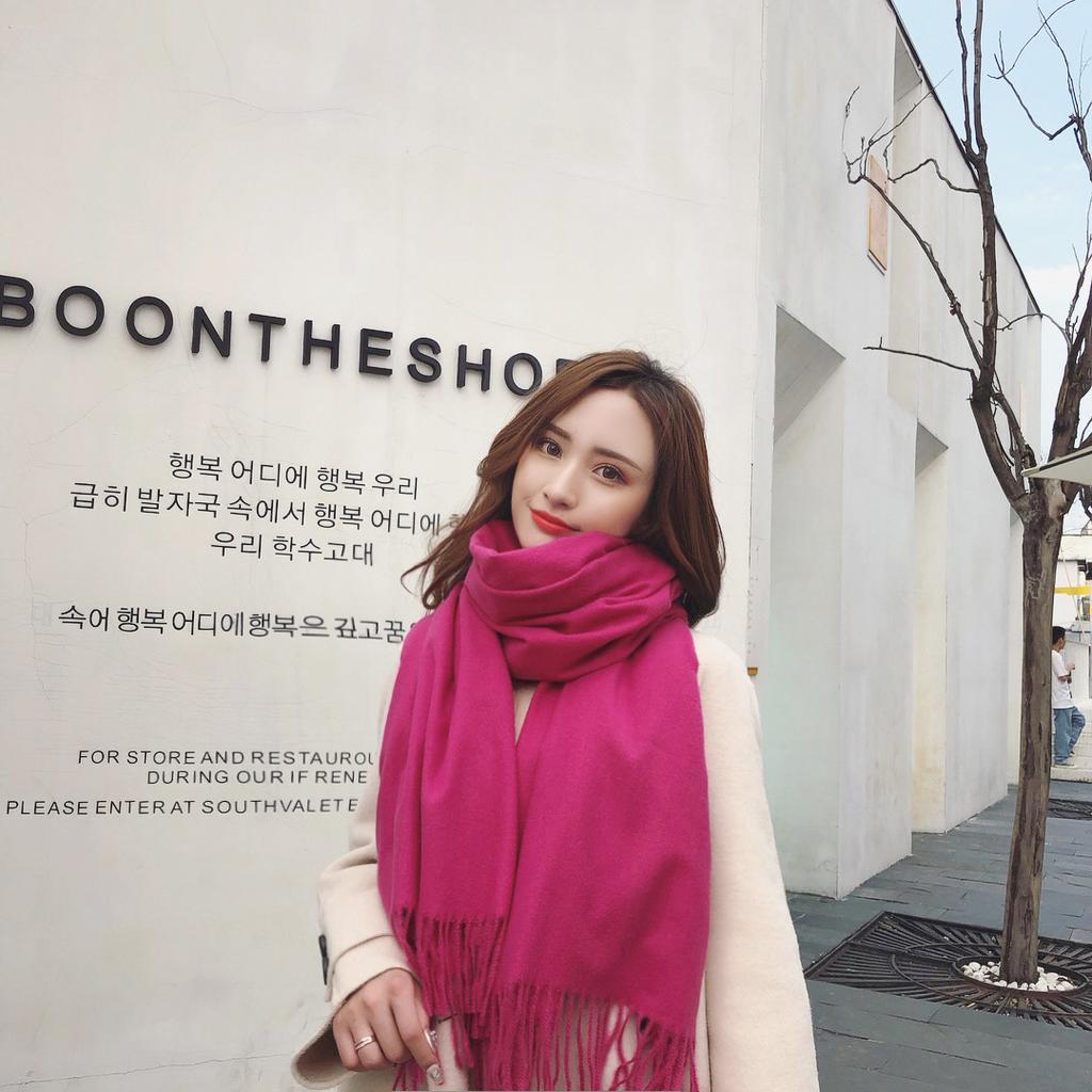 200 * 70cm Thick Solid Color Women'S Cashmere Imitation Scarf For Winter Luxury Women'S Wool Shawl