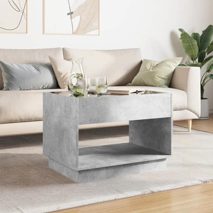VidaXL Coffee Table with Infinity LED Concrete Grey 70x50x50 Cm, Side Table, Living Room Table, End Table, Sofa End Table, 847661