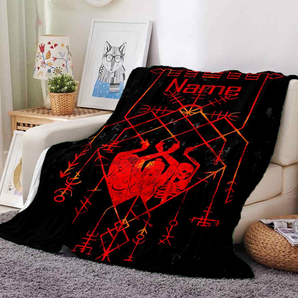Customiz Name Personality Viking Sign Blanket Soft &Warm Sofa Office Bed Travel Lunch Break Blanket, Gift Suitable All Seasons