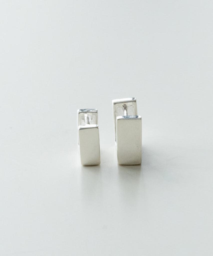 Серебряные серьги-кольца Alleun 925 пробы, квадратные, короткие, с застежкой-щелчком