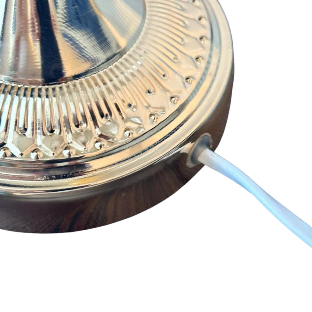 Royal Gold Metal Ayaklı Abajur Kumbeji Altın Şeritli Kumaş Başlık Yatak Odası Abajur Salon Masa Lambası