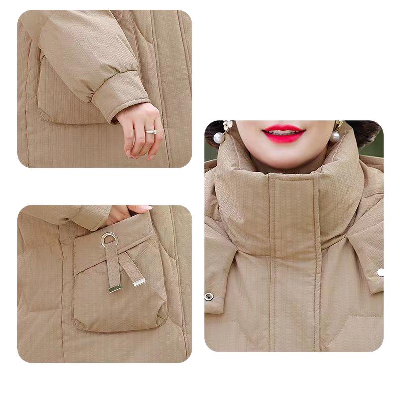 Mom's 2023 Fleece-Lined Winter Jacket - Mid-Length Cotton-Padded Coat for Middle-Aged & Elderly Women.