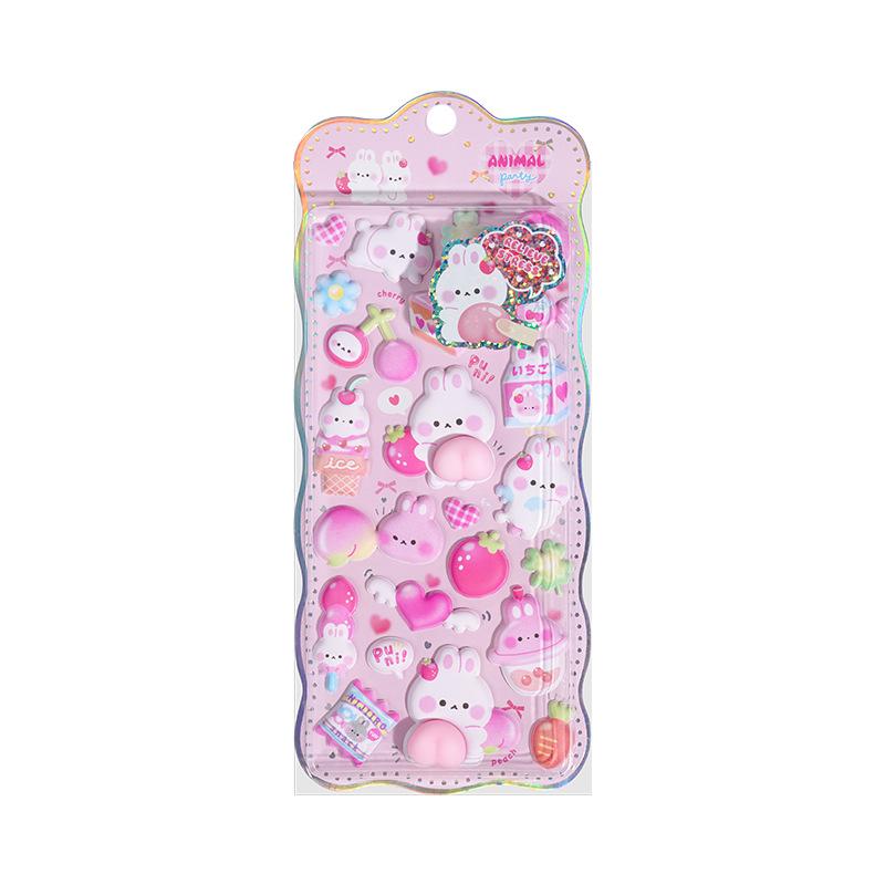 Kawaii Cartoon 3D Fart Peach Stereo Sticker Stereoscopic Lovely Animals Relieve Stress Stickers DIY Decor Stickers Supplies