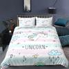 Unicorn Bedding Set King Queen White Pink Unicorn Duvet Cover For Girls Boys Dreamy Cartoon Sparkle Lilac Polyester Quilt Cover