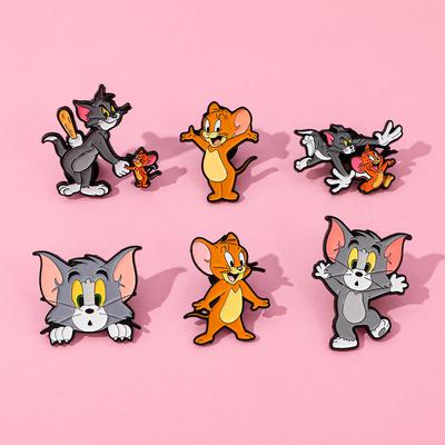 Милая креативная металлическая значок кошка и мышь том кот джерри мышь сплав брошь аксессуар булавки украшение