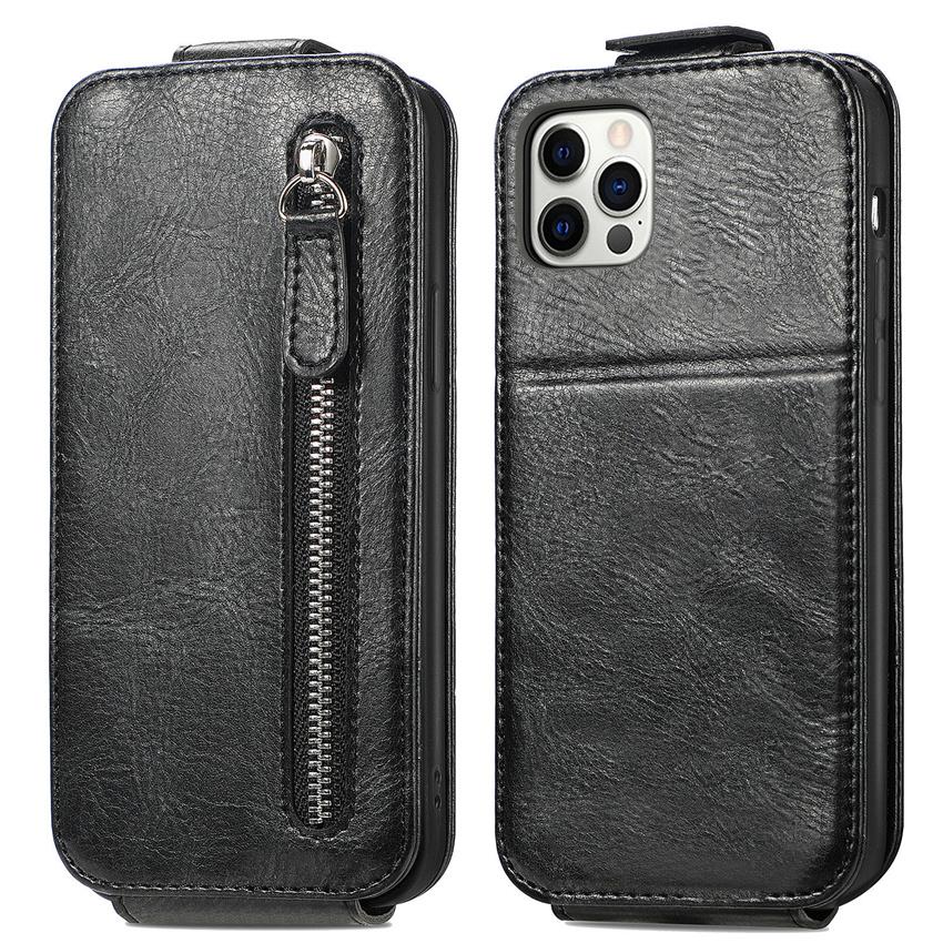Flip Up Down Zipper Wallet Leather Cover For Iphone 13 12 11 Pro Xr Xs X Max 7 8 Plus 6 6s Se 2020 Card Stand Case