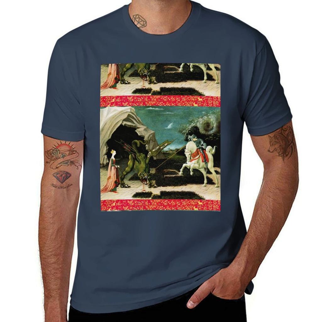 Saint George Dragon And Princess By Paolo Uccello Tshirt Large Size Casual Tee Shirt