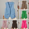 Women Suit Waistcoat Single-breasted V Neck Sleeveless Decorative Pockets Cardigan Formal Business Style Casual Office Wear Vest Spring Summer Clothes