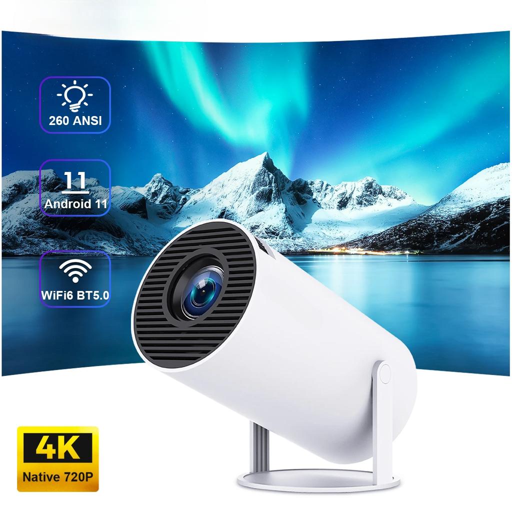 2025 New HY300 HD True 720P Android 11 Dual Wifi6 200 ANSI Allwinner H713 BT5.0 4K 1280*720P Home Cinema Outdoor Portable Projetor