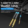 Converter 3.5mm To Dual 6.5mm Audio Cable 3.5mm Jack To 6.5mm Jack Cable Audio Accessories