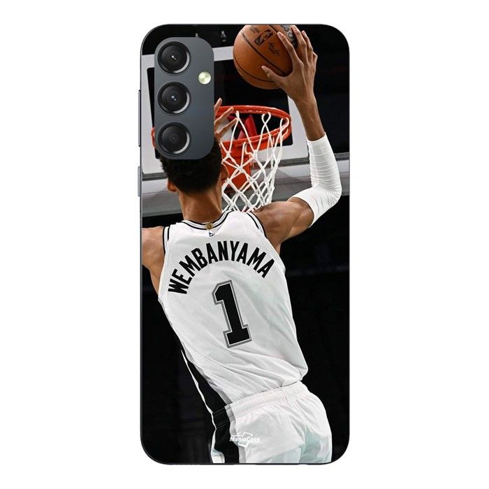 Coque de téléphone - MANIACASE - Samsung Galaxy S23 FE - Silicone - Noir - Victor Wembanyama n°1
