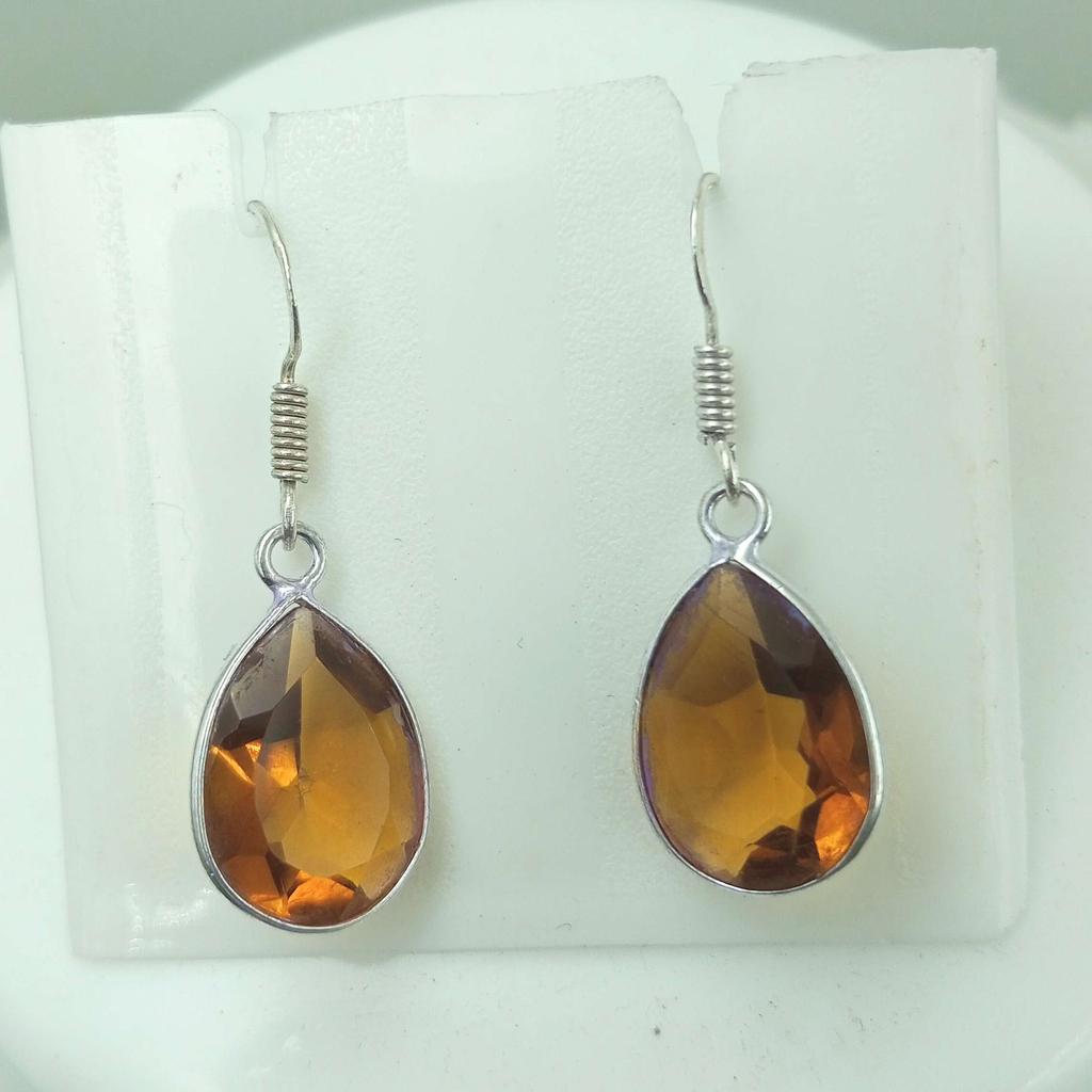 Желтый топаз драгоценный камень стерлингового серебра 925 пробы крючок женские серьги ювелирные изделия WHE-E2