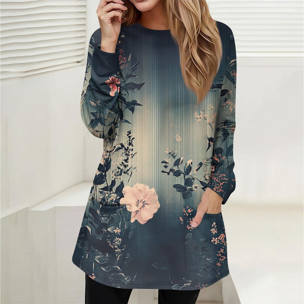 Женская толстовка, пуловер, спортивная одежда, карман, принт, повседневный топ с круглым вырезом и длинными рукавами