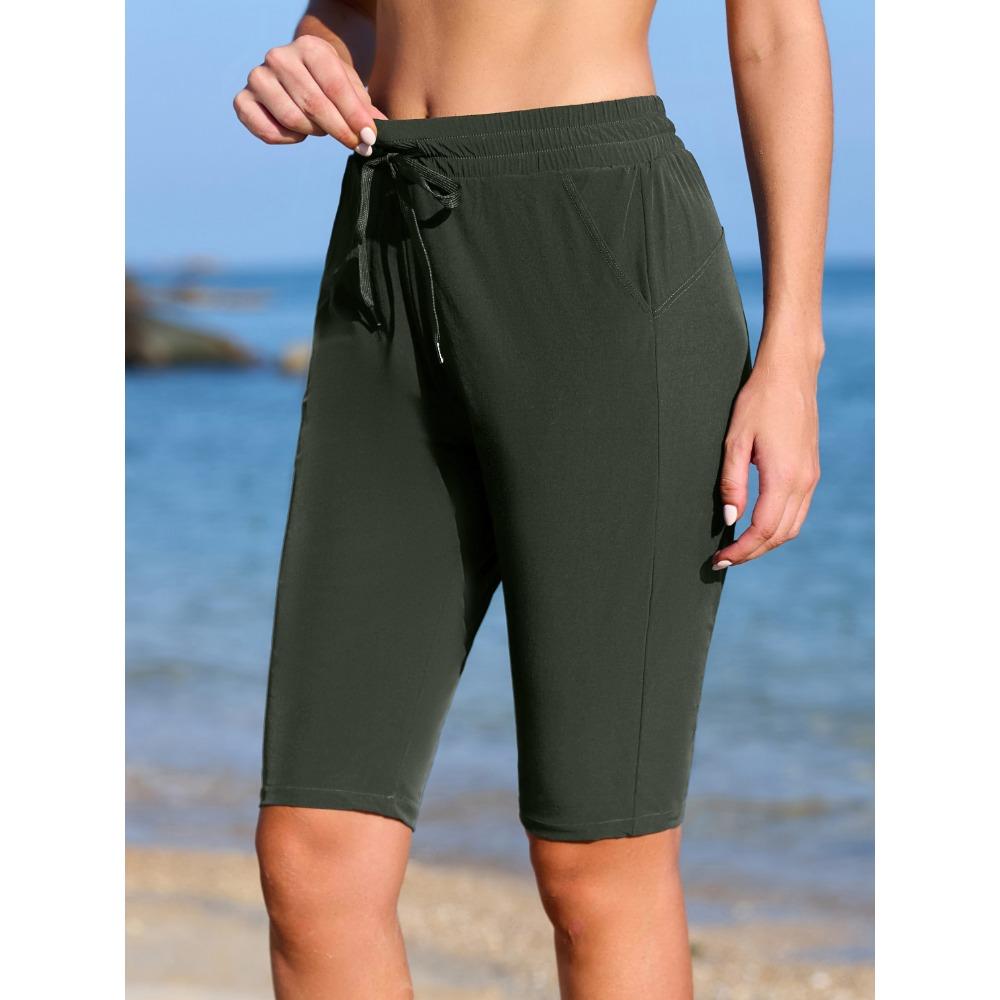 Charmleaks Шорты для плавания женские с карманами на шнурке женские шорты для плавания с подкладкой длиной до колена