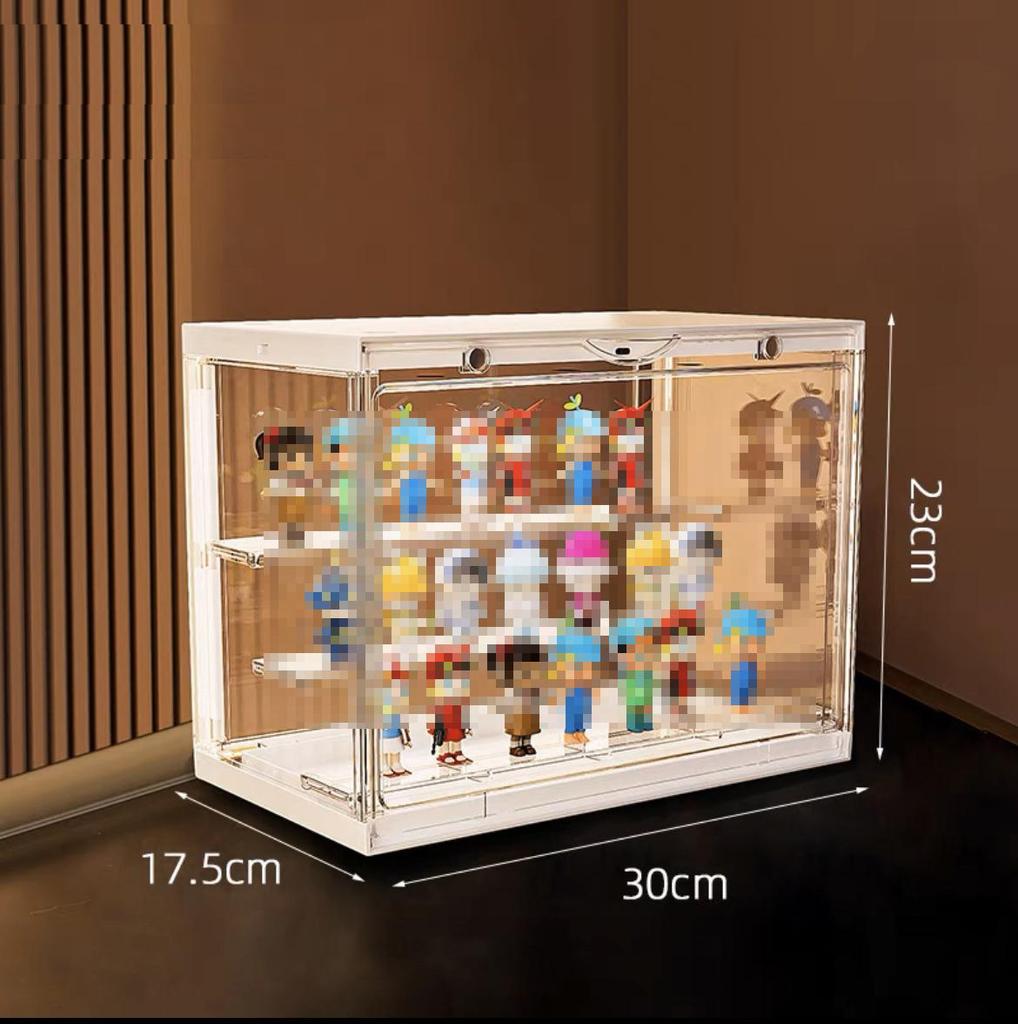 Display Cabinet Storage Box with Led Light Christmas Imitation Acrylic Transparent Ornaments Model Toy Display Cases
