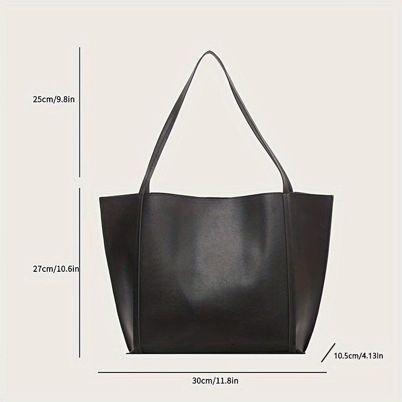 Stylish Black Tote Bag - Large Capacity, Lightweight & Easy To Carry, Vintage Shoulder Handbag with Sleek Design for Work, Casual Outings & Dates