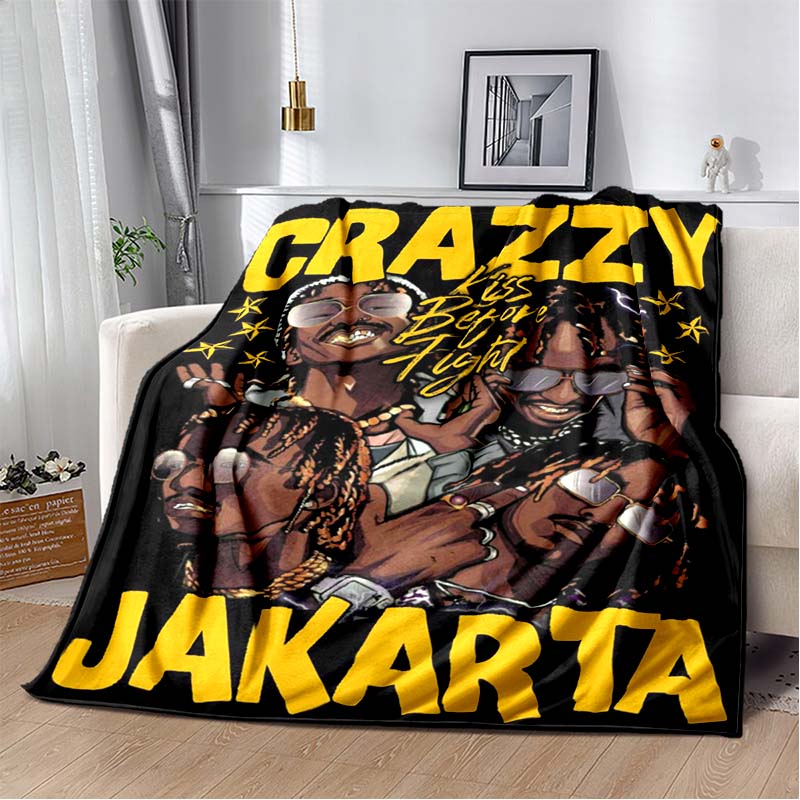 3D Vintage Hip Hop Star Portrait Flannel Blanket Ultra Soft Throw Blanket Sofa Bed All Season Bedspread Home Decor Fans Gift