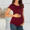 Pregnant Woman Tops Solid Color Round Neck Short Sleeve Tee Shirt Breathable Casual T-shirt Versatile Pregnancy Tops