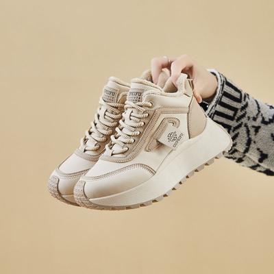 Флисовые кроссовки-папы женские 2025 новые осенне-зимние универсальные на платформе с высоким верхом хлопковые туфли универсальные повседневные спортивные туфли