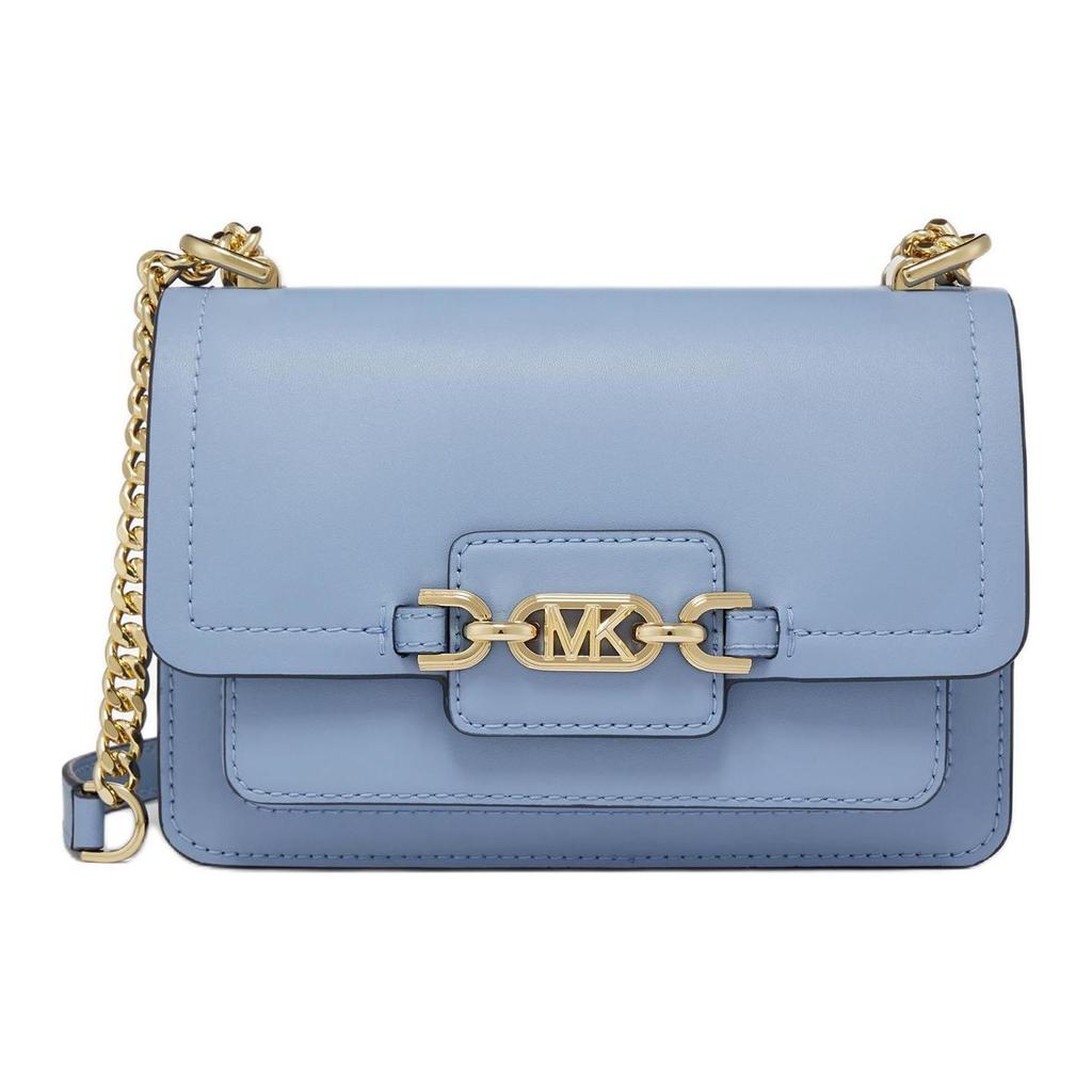 Michael Kors MK Heather Однотонная Сумка через плечо на цепочке с клапаном на пуговице Кожаная Женская сумка на плечо 32S2G7HC0L-FRENCHBLUE
