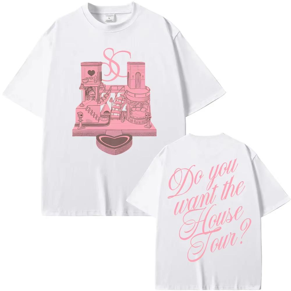 Новая футболка Сабрины Карпентер для домашнего визита Высококачественная мужская и женская футболка Свободный крой Повседневная Уличная одежда для пары Футболка