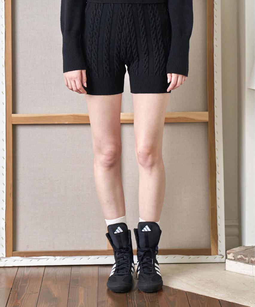 AMES-WORLDWIDE Cable Knit Short Pants Black