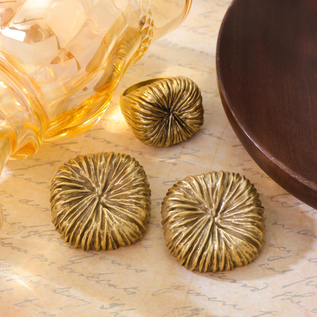 Винтажные серьги-пусеты в гонконгском стиле, квадратные, с покрытием из настоящего золота, матовым узором, простые квадратные серьги-полукольца, серебряная игла