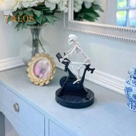 Велотренажер Аниматронный скелет Фигурка Хэллоуин Смола Велосипед Фитнес Велосипед Череп Статуя Скульптура Домашний Офис Украшение Рабочего Стола Орнамент