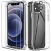 Protective Case - Diweistore - iPhone 12 - Soft TPU - Tempered Glass - 2 Pack Screen and Camera Protection
