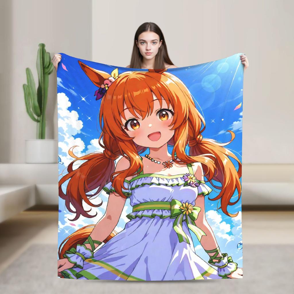 Umamusume Pretty Derby Mejiro Blanket Fleece Autumn/Winter  Portable Lightweight Throw Blanket for Bed Bedroom Rug Piece