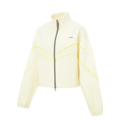 Li Ning Однотонная куртка-ветровка с воротником-стойкой на молнии, универсальная, повседневная, женская верхняя одежда AFDV690-1