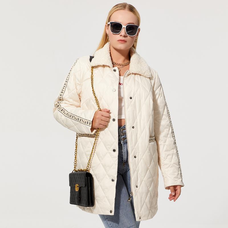 Astrid Весенняя хлопковая стеганая куртка, модная теплая куртка с меховой молнией и буквенным принтом, парки