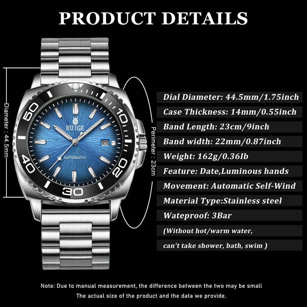 Men's Fully Automatic Mechanical Watches Calendar Stainless Steel Fashion Men's Night Light Waterproof Watch