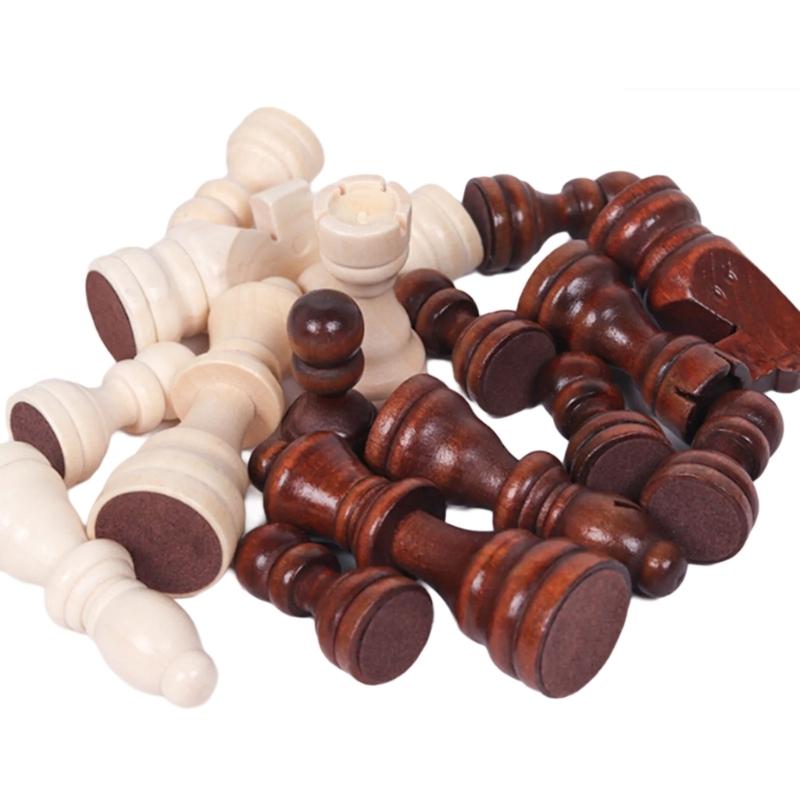 32 шт. Деревянные шахматные фигуры ручной резьбы. Портативные турнирные шахматные фигуры. Фигуры для международных шахмат для настольной шахматной игры.