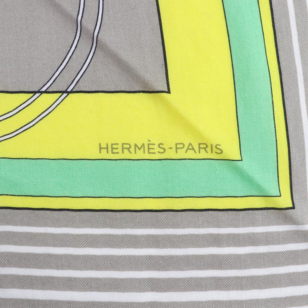 Безупречный Шарф HERMES Треугольный Exlibris Кашемир Женский Б/У