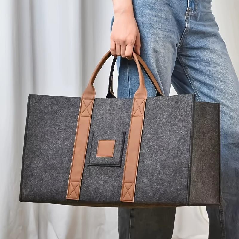 Felt Firewood Bag for Camping-Multi-Functional Large Capacity Storage Pouch Outdoor Dirty Clothes Organizer Portable Log Carrier