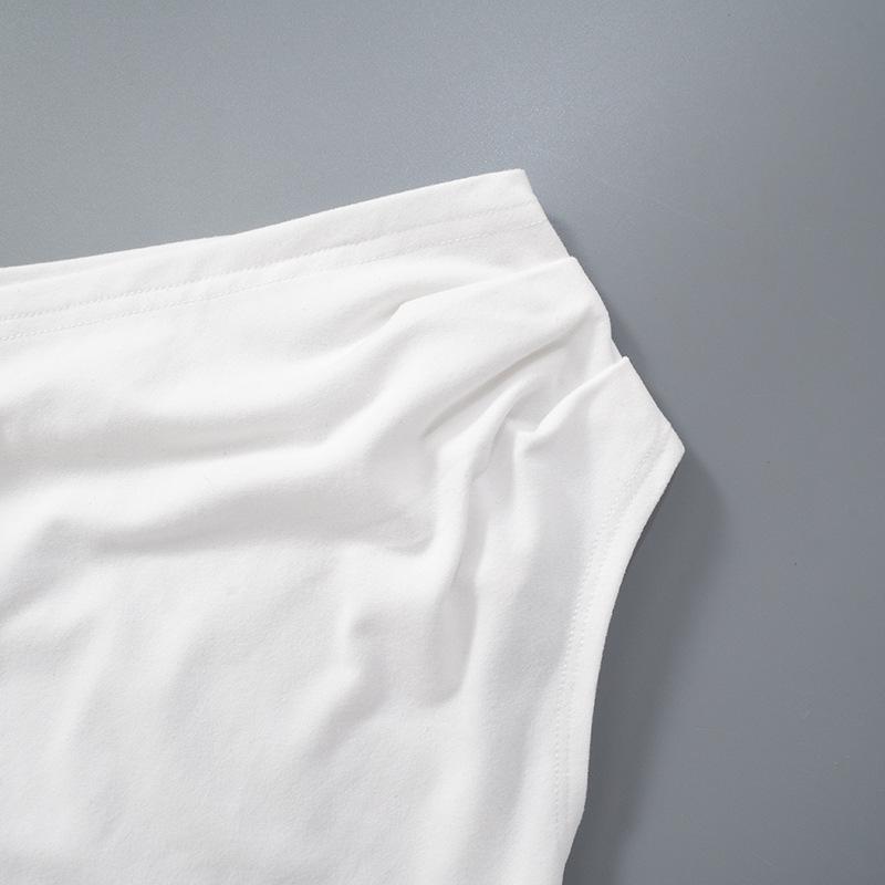 GMXIA Женская летняя асимметричная футболка с плиссировкой на одно плечо и перекрученными бретельками