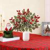 Yousheng 6 шт. Искусственные растения с ягодами падуба, сосновыми шишками, искусственными зелеными ветками, искусственными красными ягодами, стеблями зеленых растений, рождественское праздничное украшение