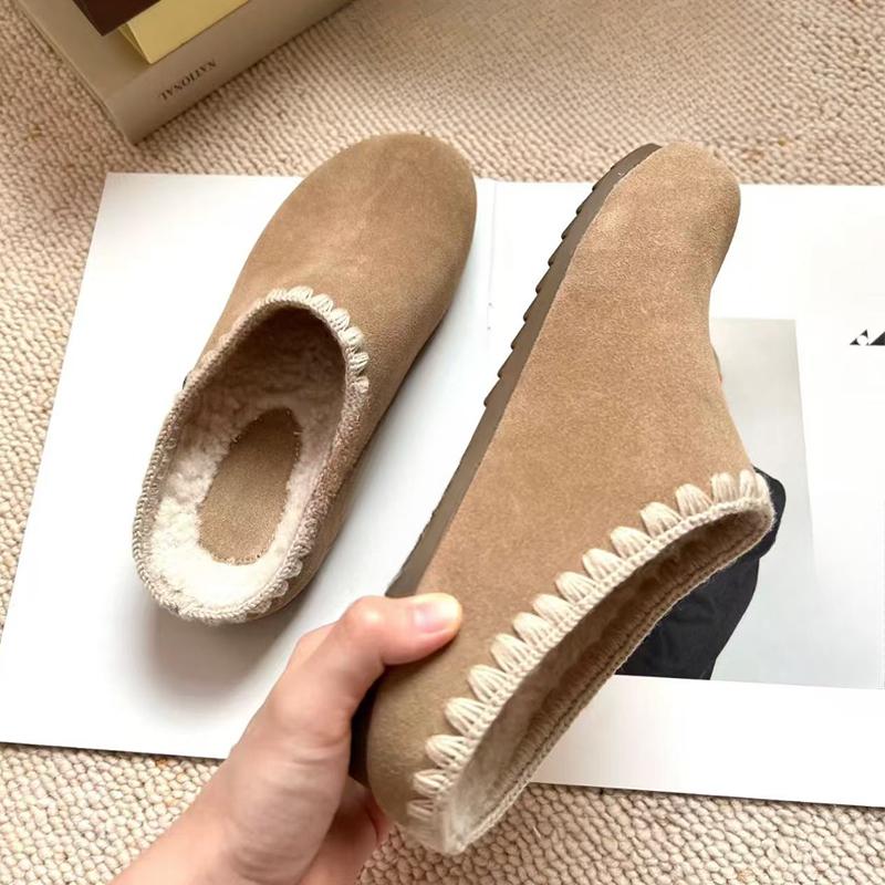 Модные женские замшевые тапочки на платформе из хлопка на плоской подошве, мюли, женская обувь 2025 года, модные повседневные теплые хлопковые туфли, шлепанцы