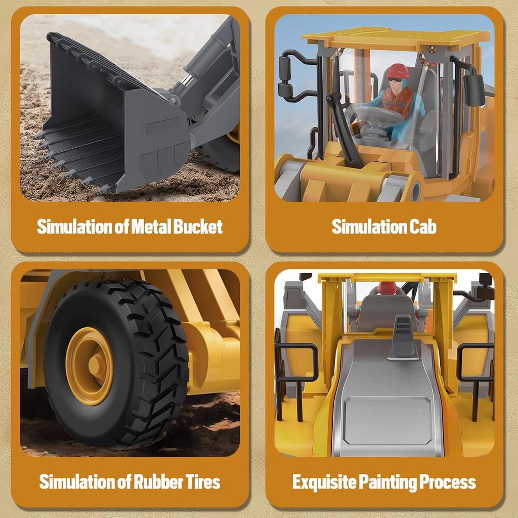 Колесный погрузчик с дистанционным управлением — детские игрушки-конструкторы с реалистичными огнями и звуком, 1:20 масштаб, идеальный подарок на день рождения для мальчиков от 3 лет