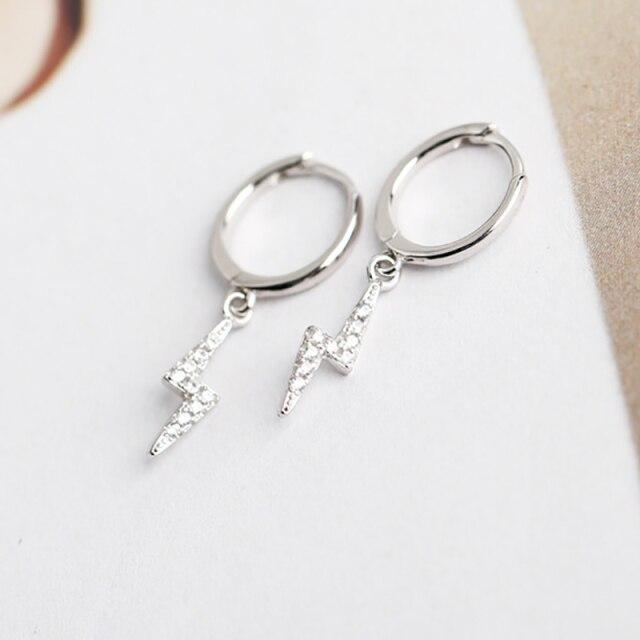 100% 925 пробы серебро маленькие круглые золотые молнии циркониевые серьги-кольца клипсы для женщин Pendientes геометрические