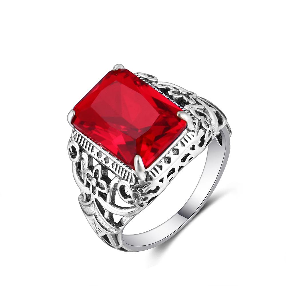 Vintage Hollow Out Design Aquamarine Zircon Silver Rings for Women Fine Jewelry Bridal Wedding Engagement Ring Accessory