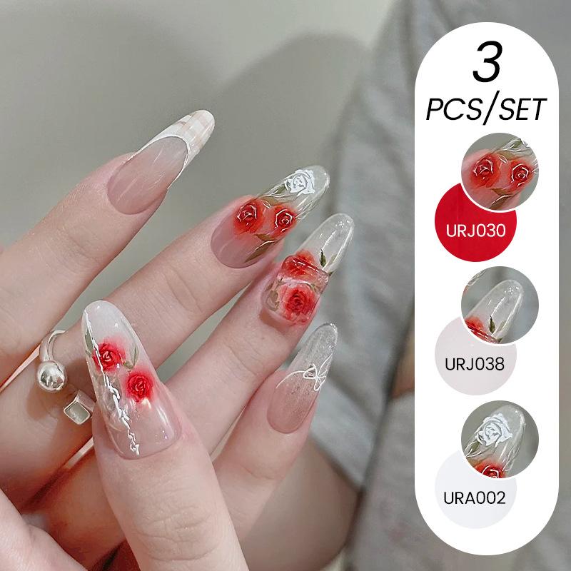 Nail Art Ice Прозрачный набор из 3-х лаков для ногтей, популярный прозрачный клей для лака для ногтей Nude Whitening Powder