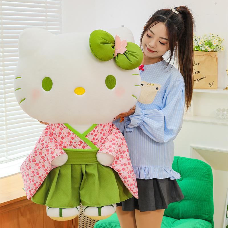 35-55 см Японский стиль Маття Цветок сакуры Кимоно Плюшевая игрушка Hello Kitty Мягкая подушка Декор комнаты дивана Кукла-спутник для комфорта
