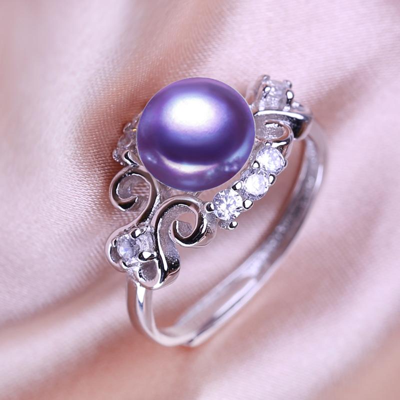 seniko Кольца с натуральным пресноводным жемчугом для женщин, модное женское кольцо с кубическим цирконием и CZ, ювелирные изделия с жемчугом, регулируемое кольцо