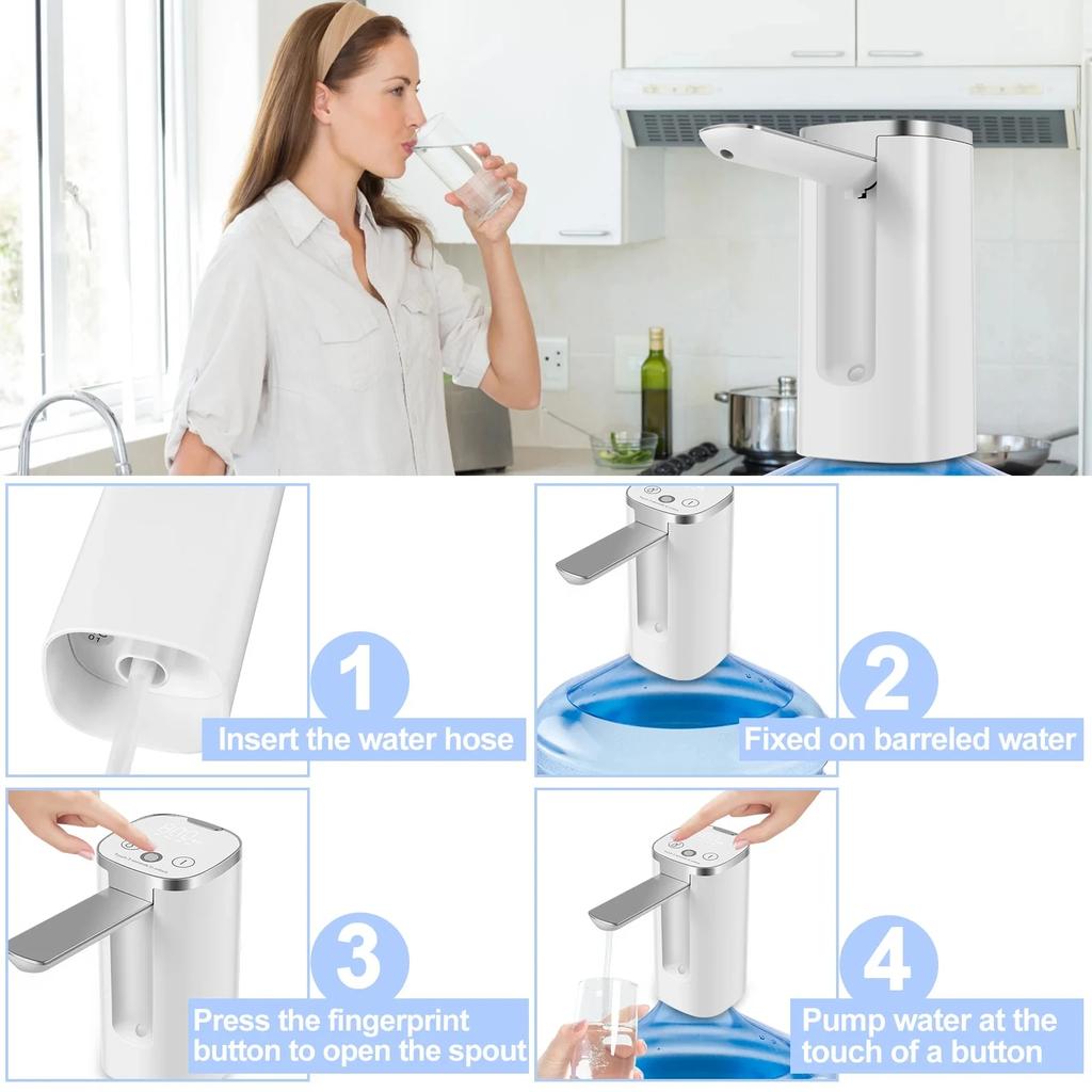 New Water Bottle Dispenser Foldable Water Bottle Pump 3 Level Quantitative Water Dispenser Pump 1200mAh Rechargeable Electric